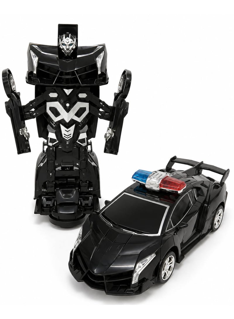 vGRASSP 2-in-1 Transforming Robot Car Toy, One-Touch Sports Car to Robot Transformation with Light and Sound Effects, Interactive Entertainment Vehicle, 20 x 6 x 6 cm, Black - Image 1
