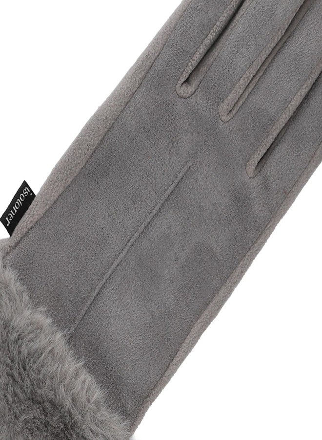 isotoner Women's Recycled Microsuede MYA Gloves with Faux Fur Cuff and smartDRI® - Image 3