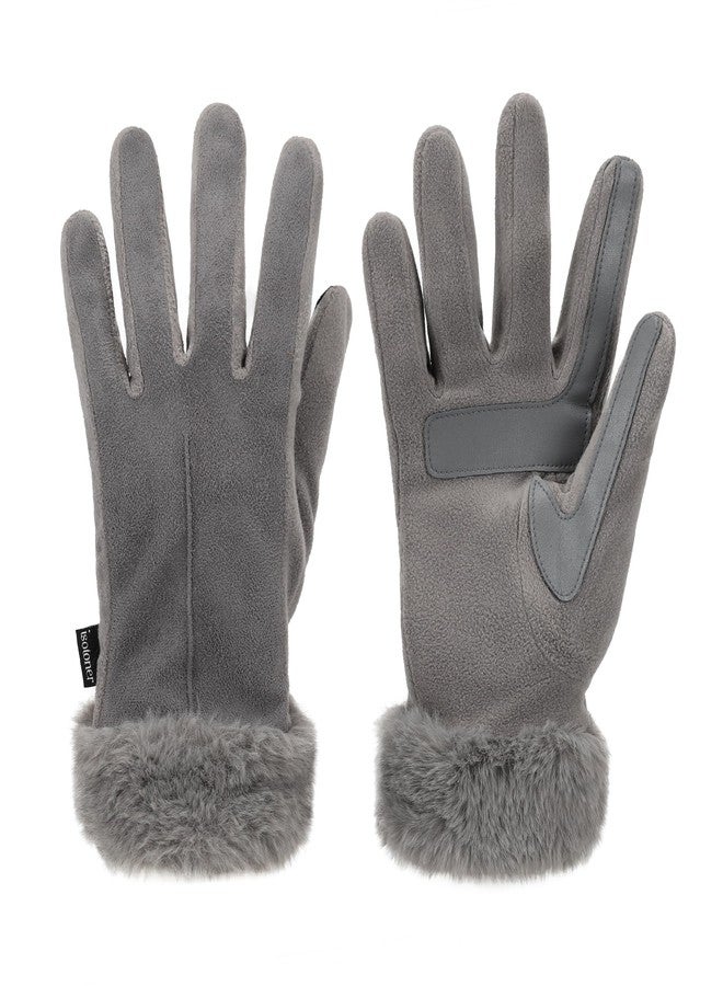 isotoner Women's Recycled Microsuede MYA Gloves with Faux Fur Cuff and smartDRI® - Image 5