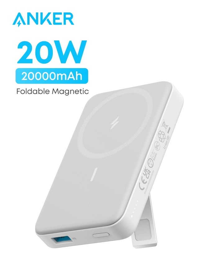 Anker Power Bank, 633 Magnetic Battery, 10,000mAh Foldable Magnetic Wireless Portable Charger, Only for iPhone17/17 Air/17 Pro/17 Pro Max, iPhone 16/15/14 Series(White) - Image 1