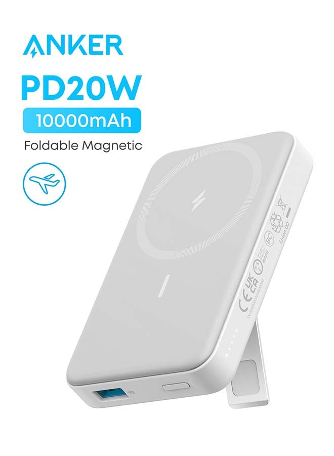 Anker Power Bank, 633 Magnetic Battery, 10,000mAh Foldable Magnetic Wireless Portable Charger, Only for iPhone17/17 Air/17 Pro/17 Pro Max, iPhone 16/15/14 Series(White) - Image 1