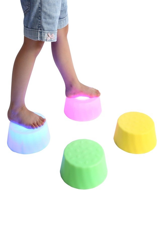 Special Supplies LED Stepping Stones for Kids - 4 Pack Light-Up Balance Blocks - Promote Coordination, Balance, Strength for Toddlers & Children - Durable Non-Slip Rubber, Safe Indoor & Outdoor Play - Image 1
