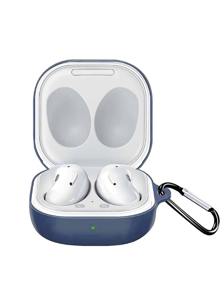 QIRG Silicone Protective Case for Samsung Galaxy Buds 2 Pro/Galaxy Buds 2/Galaxy Buds Pro/Galaxy Buds Pro 2/Galaxy Buds Live/Galaxy Buds FE/Galaxy Buds Core with Keychain Cover (Blue)