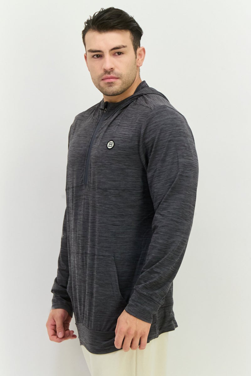 Avalanche Men Hooded Brand Logo Long Sleeves Sweatshirt, Dark Grey - Image 2