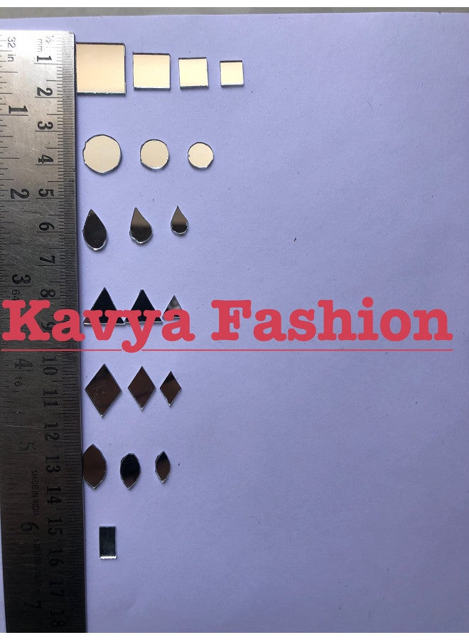 Kavya Fashion All Shape & All Size Mirror Kit For Jewellery Making,Other Craft Work Like Project & Lippan Art, Mud Work Decoration (20 Shape Of Mirror Kit-Total-2000 Piece), Green - Image 3