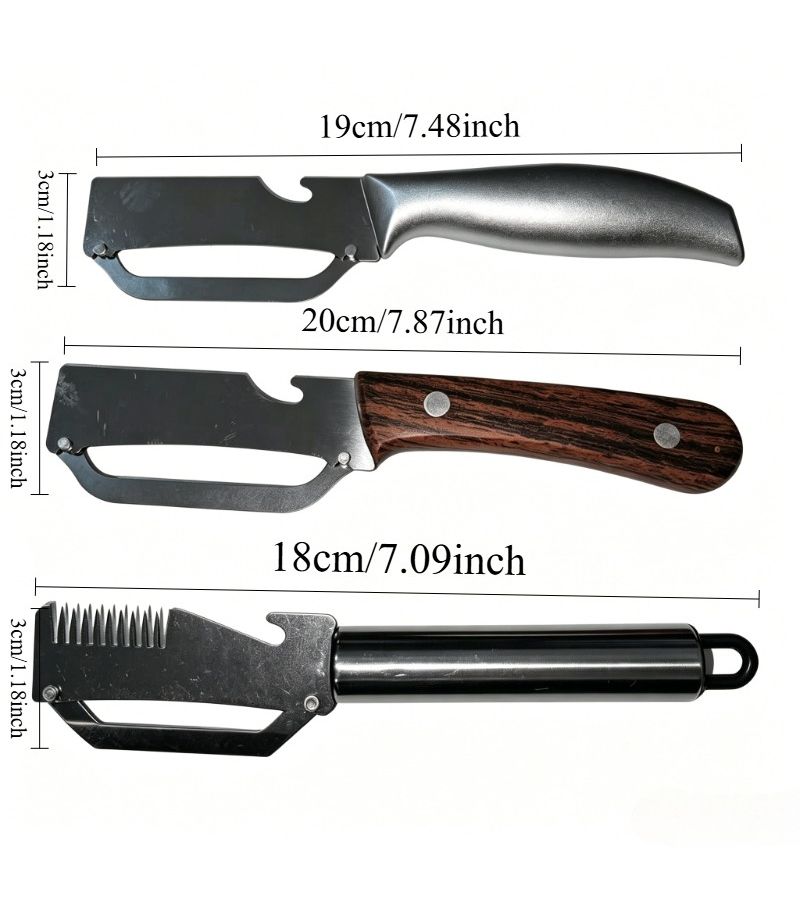 3pcs Multi-functional Stainless Steel Peeler Set With Thickened Blades For Peeling Potatoes Carrots And Fruits Vegetables Kitchen Tool Portable Home Travel Essential - Image 5
