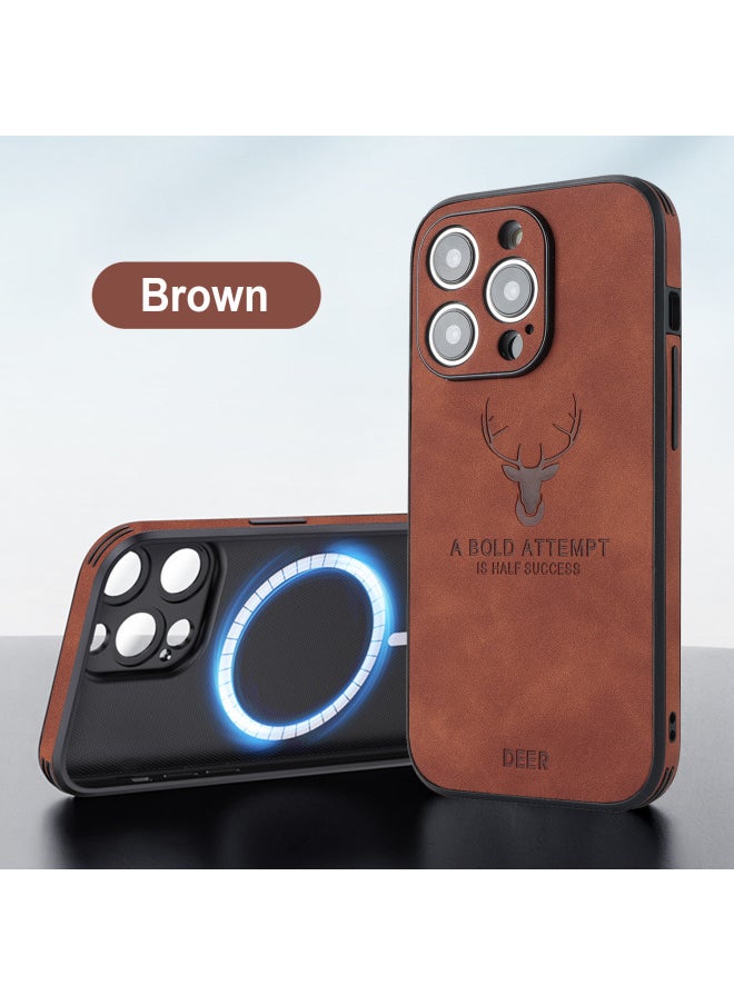 Applicable To For Iphone14ProMax Deer Head Phone Case IP15 Magnetic Phone Case MagSafe For Apple Magnetic Phone Case-Color:Orange-Applicable Model:For Iphone15plus