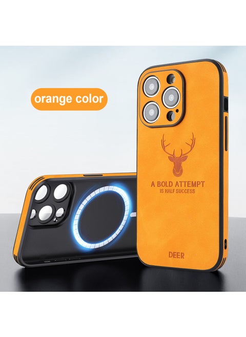 Applicable To For Iphone14ProMax Deer Head Phone Case IP15 Magnetic Phone Case MagSafe For Apple Magnetic Phone Case-Color:Orange-Applicable Model:For Iphone15plus