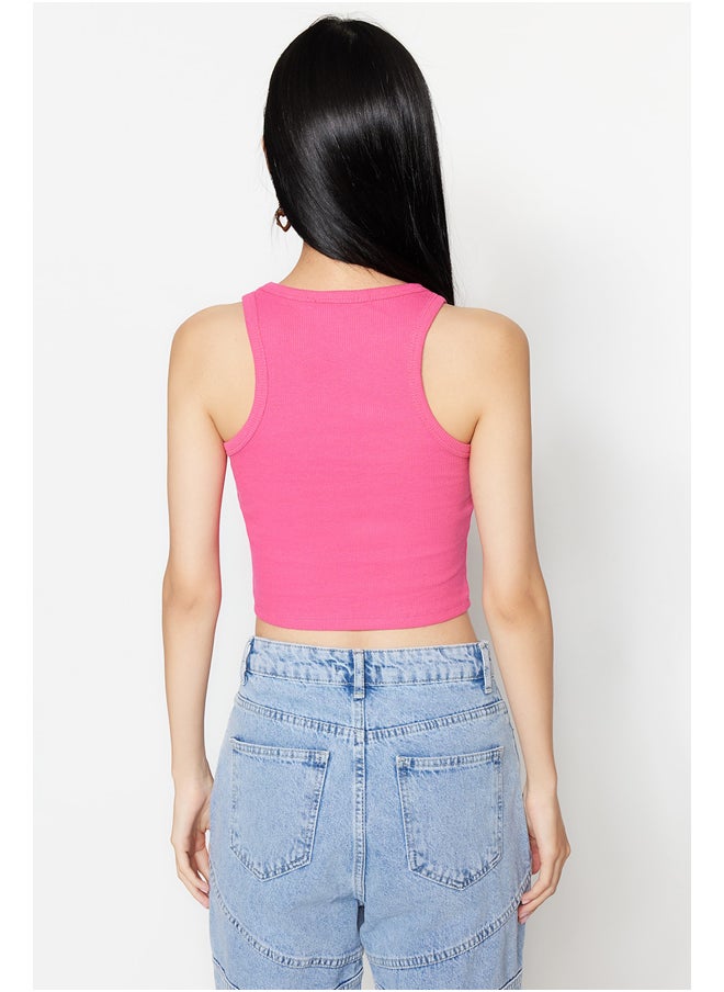 trendyol - Fuchsia Fitted Crop Halter Neck Ribbed Elastic Knit Undershirt TWOSS21AL0050 - Image 1