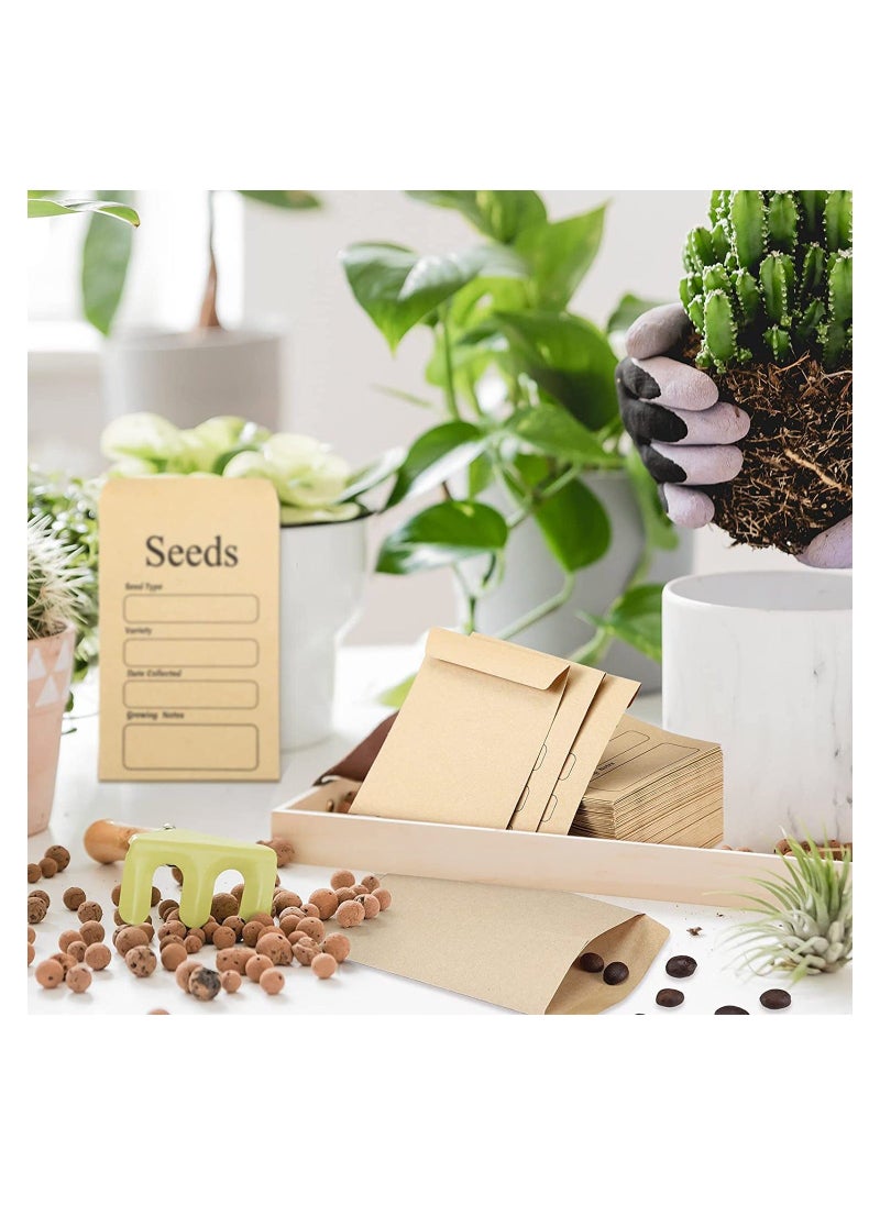 Y&D - Seed Saving Envelopes, 3.15 x 4.72 Inch Resealable Self Sealing Envelope Packets, with Preprinted Collecting Template, for Collection of Seeds, Yellow, 100 Pcs - Image 1