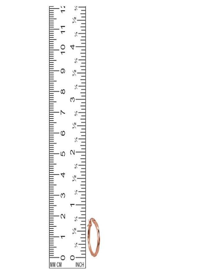 Hoops 4 Less Rose Gold Flash Sterling Silver 2x15mm Twist Round Small Hoop Earrings for Women, 3/5 Inch - Image 3