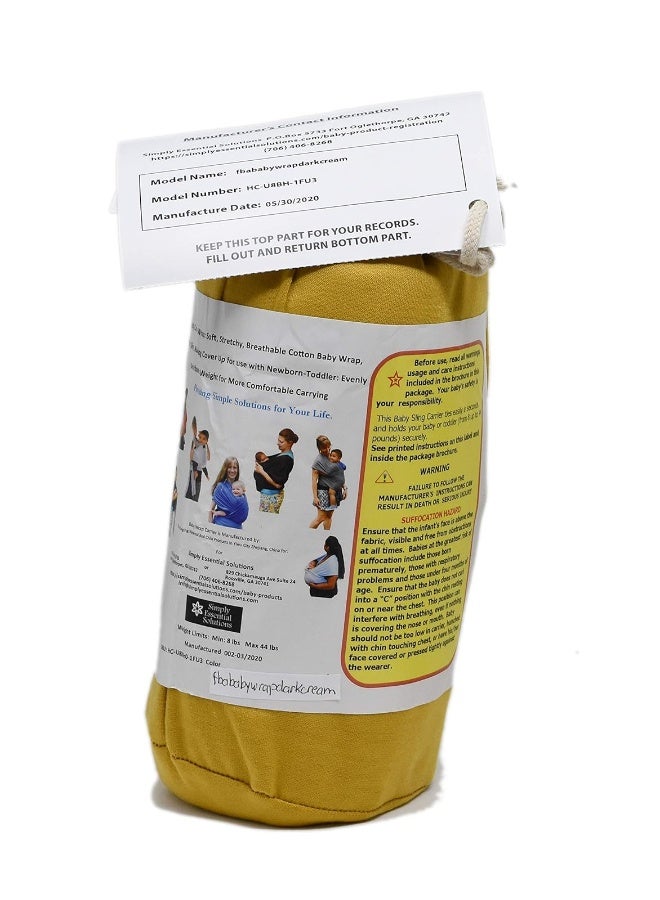 Simply Essential Solutions حمالة أطفال ناعمة وقابلة للتمدد من القطن، حمالة أطفال، غطاء للرضاعة للاستخدام مع حديثي الولادة حتى toddlers: توزع الوزن بالتساوي لراحة أكبر أثناء الحمل (كريم داكن) - Image 2