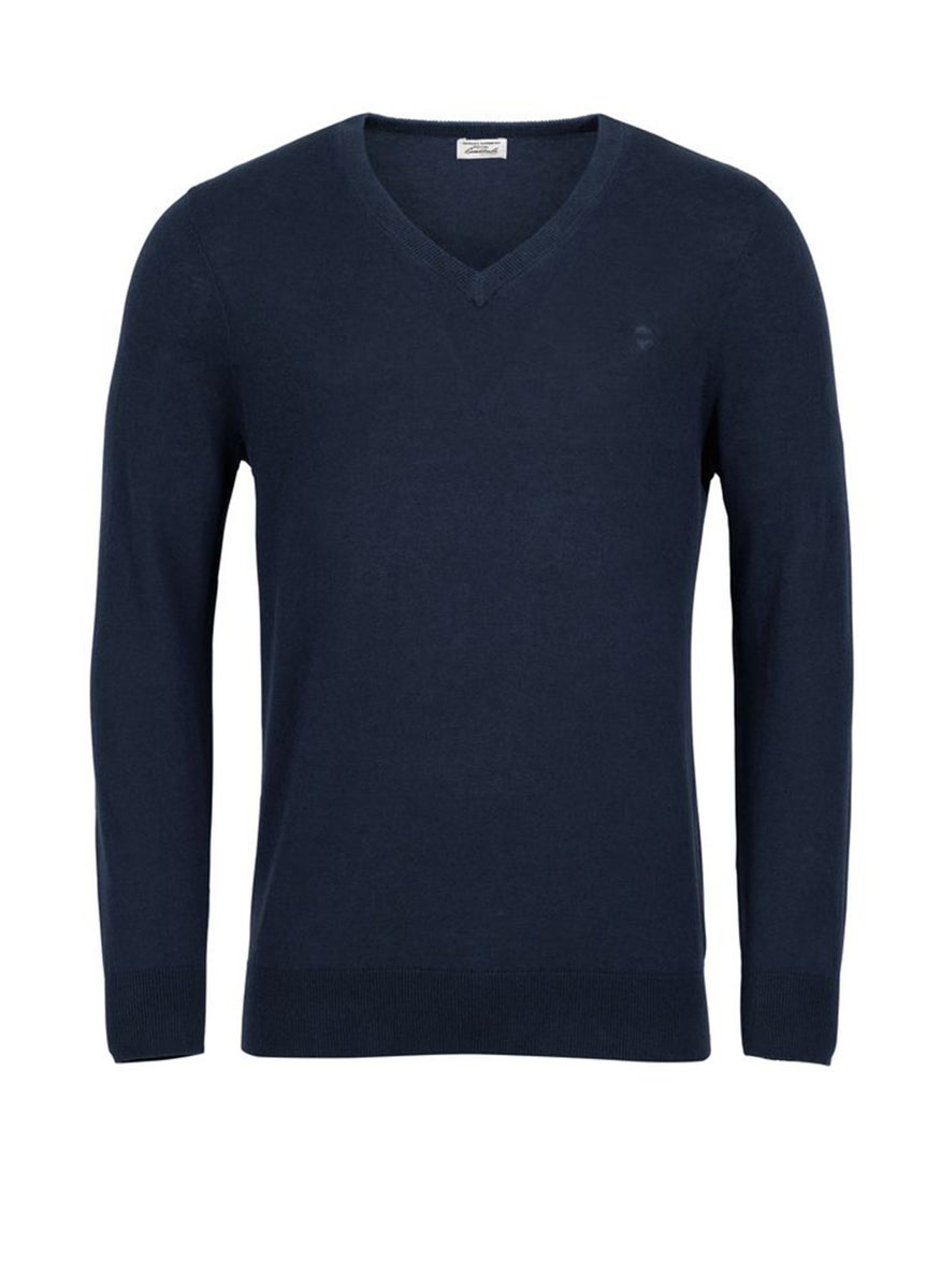 Tchibo Men V-Neck Plain Long Sleeves Sweatshirt, Navy Blue  - Image 2