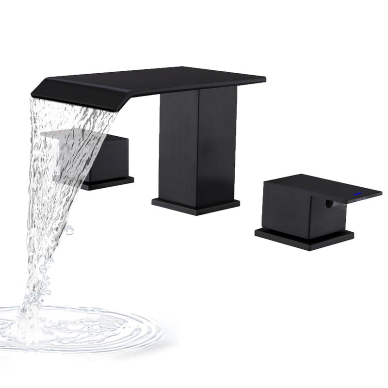 BEIYI Matte Black Roman Tub Faucet Deck Mount Bath Tub Faucet Set 3 Hole Waterfall Bathtub Faucet High Flow Garden Tub Filler