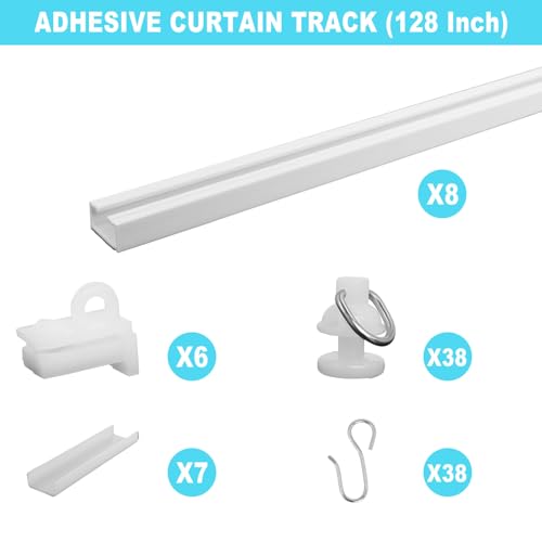 Wadoy 128Inch Adhesive Curtain Track SelfAdhesive Ceiling Mount Wall Mount Track - Image 3