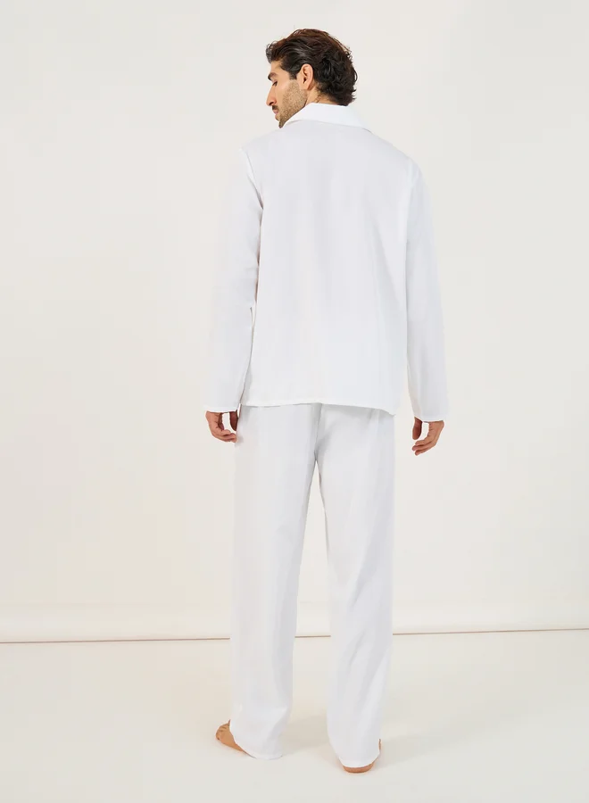 Styli Styli Woven Checked Pocket Detail Shirt and Pyjama Set
