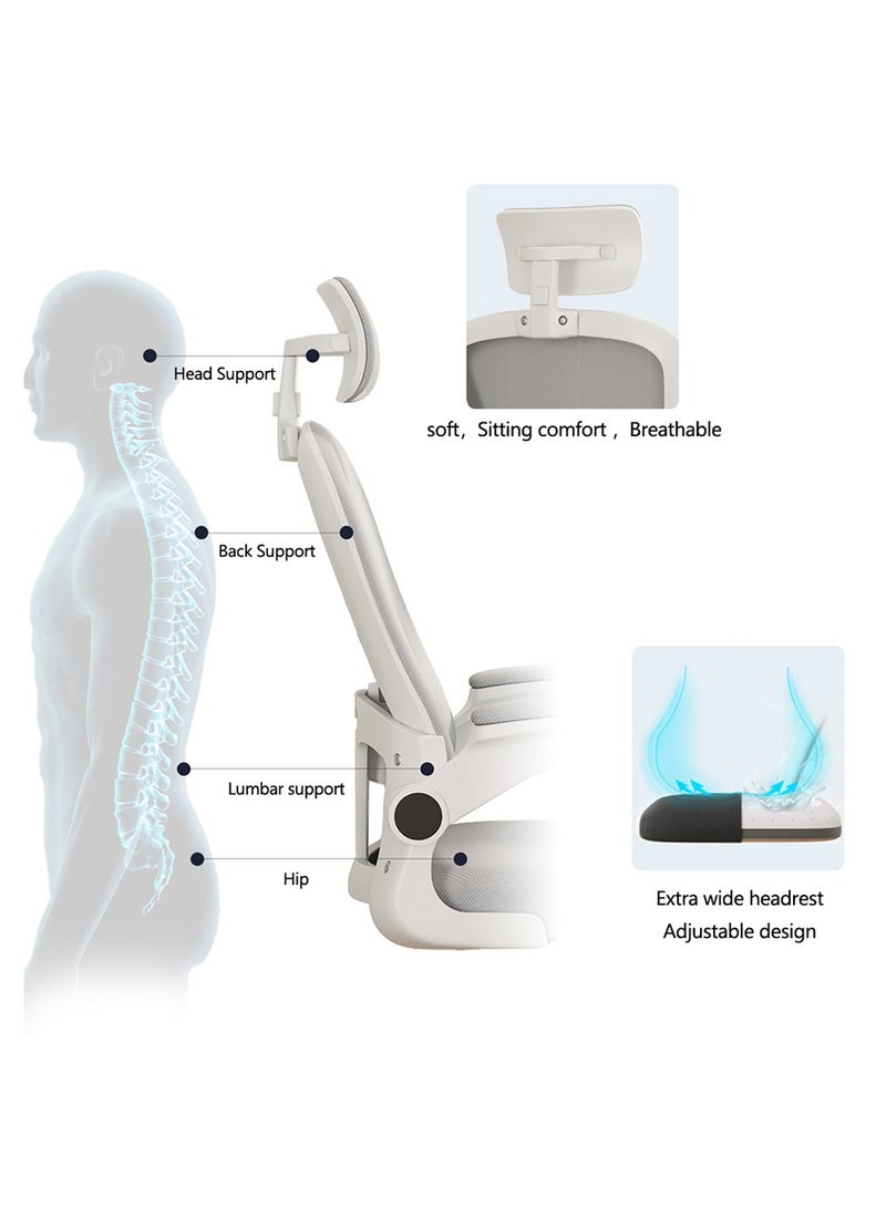 مزوغوت كرسي مكتب مريح ومريح للمكتب MOZOGOT مع مسند رأس ومسند قطني وأذرع قابلة للقلب أذرع هزازة قابلة للتعديل الارتفاع كراسي مكتب منزلية هزازة للمكتب للمراهقين والبالغين (أسود ورمادي شبكي) - Image 4