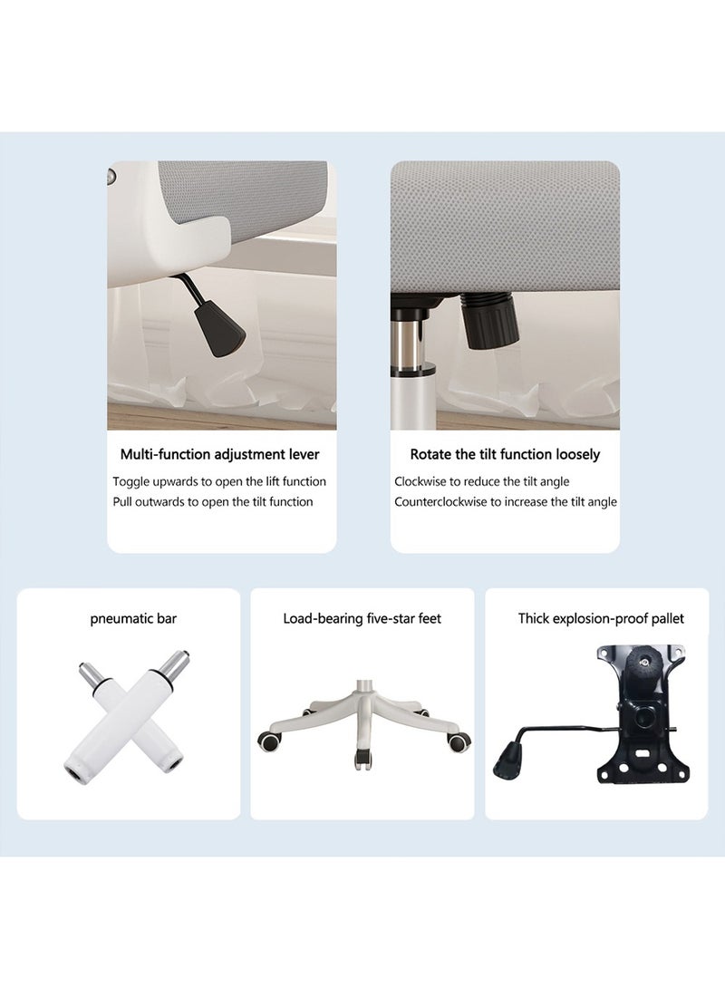 مزوغوت كرسي مكتب مريح ومريح للمكتب MOZOGOT مع مسند رأس ومسند قطني وأذرع قابلة للقلب أذرع هزازة قابلة للتعديل الارتفاع كراسي مكتب منزلية هزازة للمكتب للمراهقين والبالغين (أسود ورمادي شبكي) - Image 5