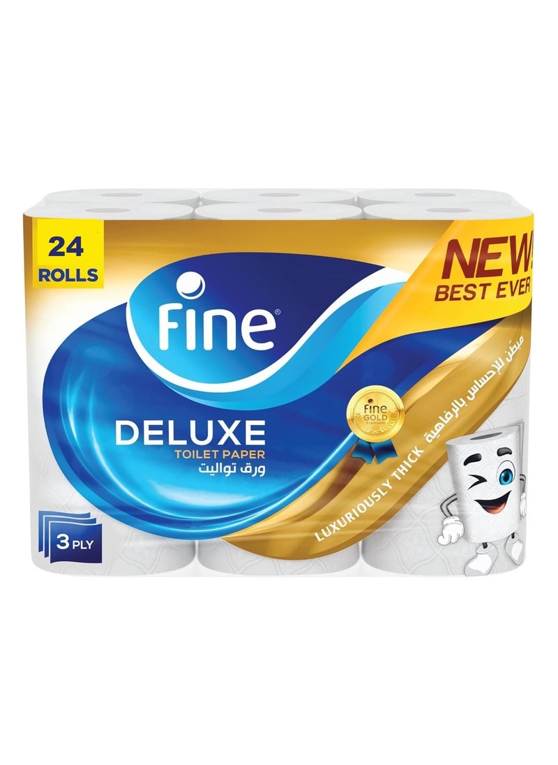 Fine Fine Deluxe Toilet Paper Extra Soft Extra Thick 140 Sheets X 3 Ply 24 rolls  - Image 2
