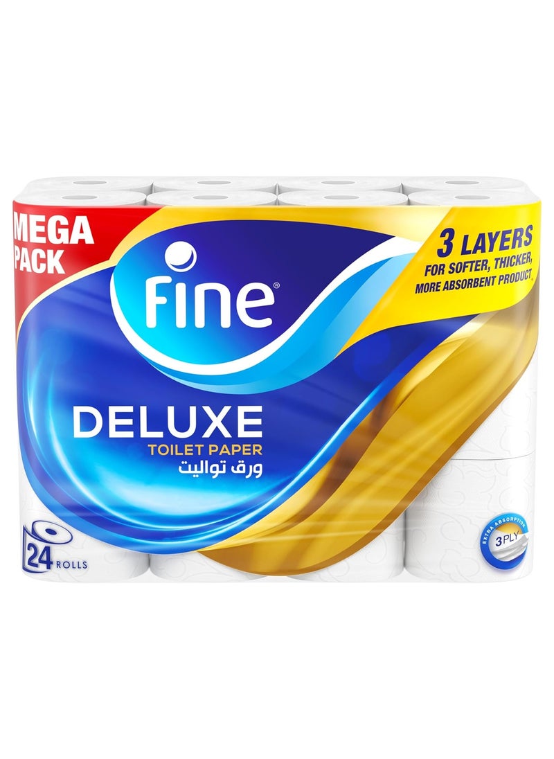 Fine Fine Deluxe Toilet Paper Extra Soft Extra Thick 140 Sheets X 3 Ply 24 rolls  - Image 1
