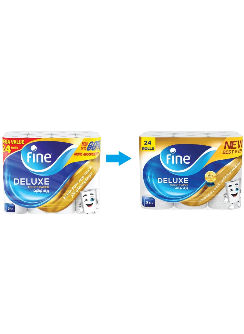 Fine Fine Deluxe Toilet Paper Extra Soft Extra Thick 140 Sheets X 3 Ply 24 rolls  - Image 3