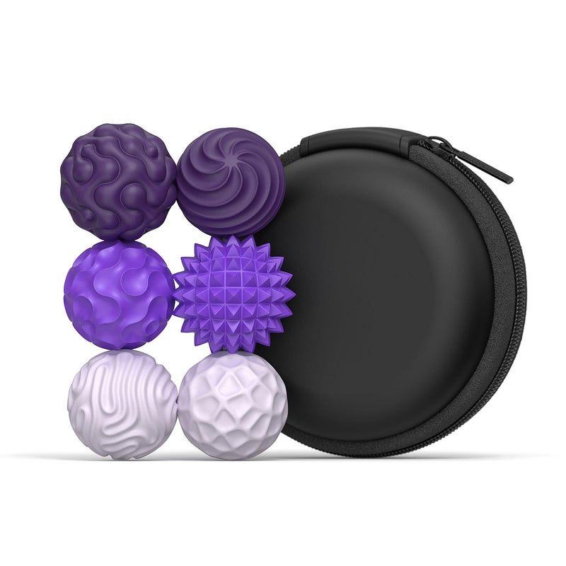 Purple 6-piece, silicone magnetic ball decompression toy, adult and adolescent textured silent desktop sensory toy - Image 1