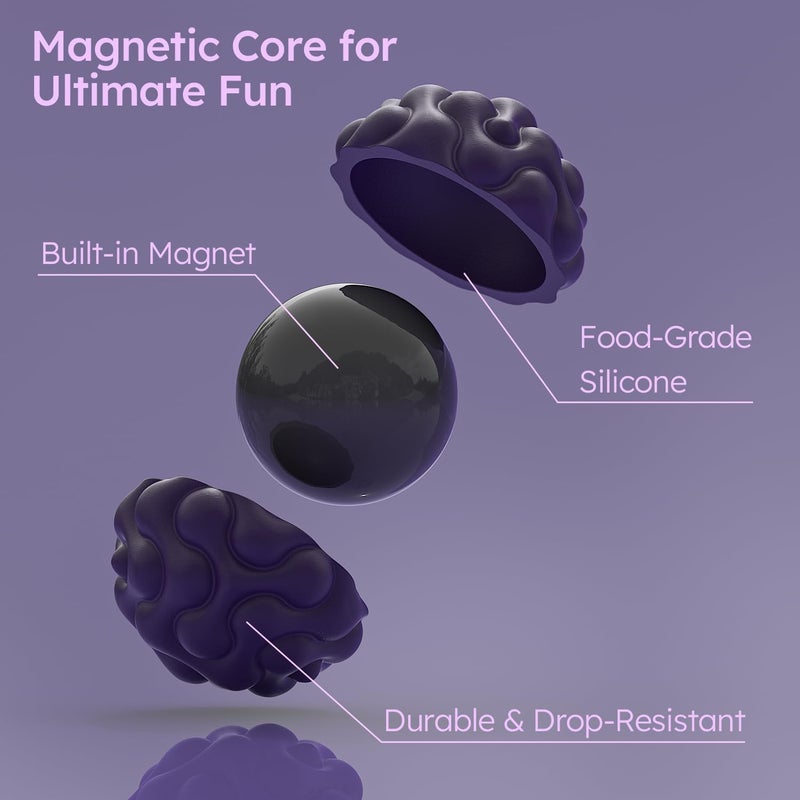 Purple 6-piece, silicone magnetic ball decompression toy, adult and adolescent textured silent desktop sensory toy - Image 3