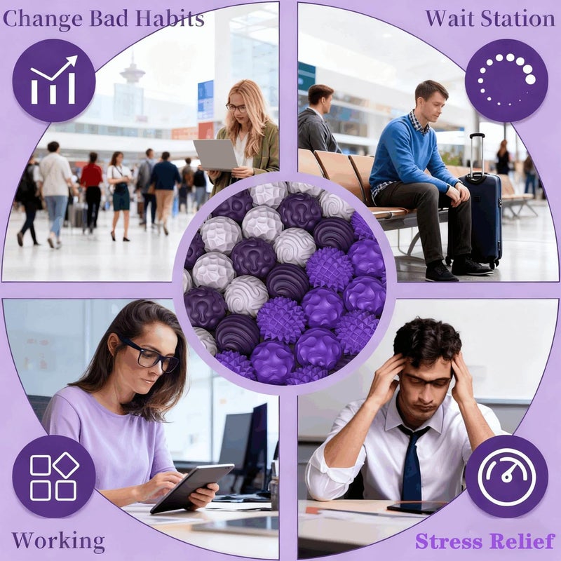 Purple 6-piece, silicone magnetic ball decompression toy, adult and adolescent textured silent desktop sensory toy - Image 5