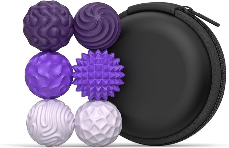 Purple 6-piece, silicone magnetic ball decompression toy, adult and adolescent textured silent desktop sensory toy - Image 2