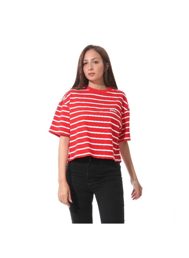 Defect Red striped oversized T-shirt - Image 1