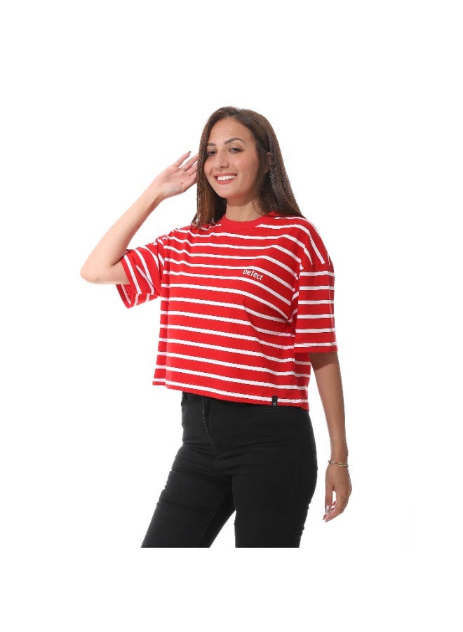 Defect Red striped oversized T-shirt - Image 2