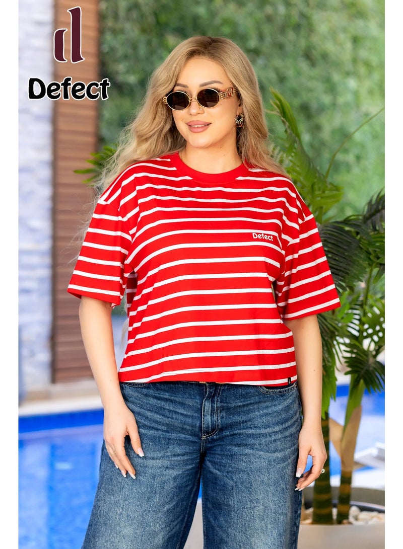 Defect Red striped oversized T-shirt - Image 2