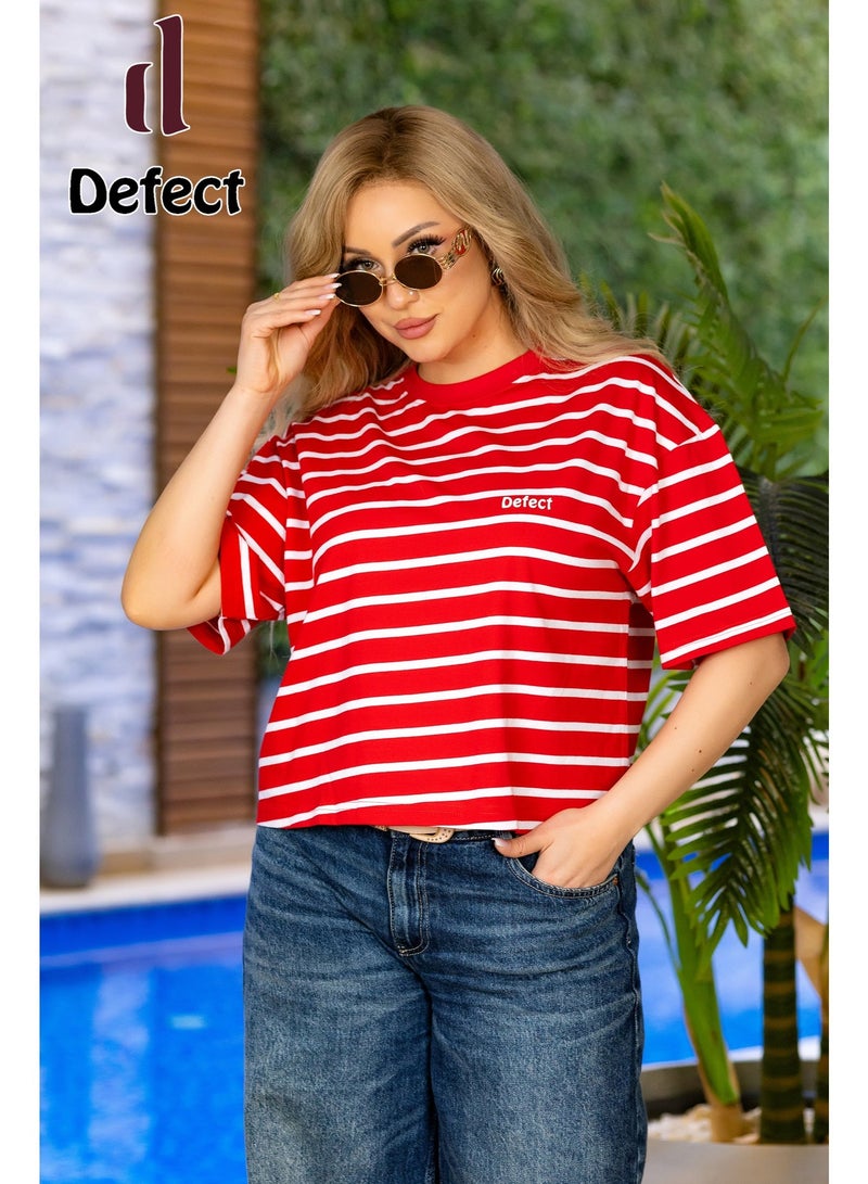 Defect Red striped oversized T-shirt - Image 3
