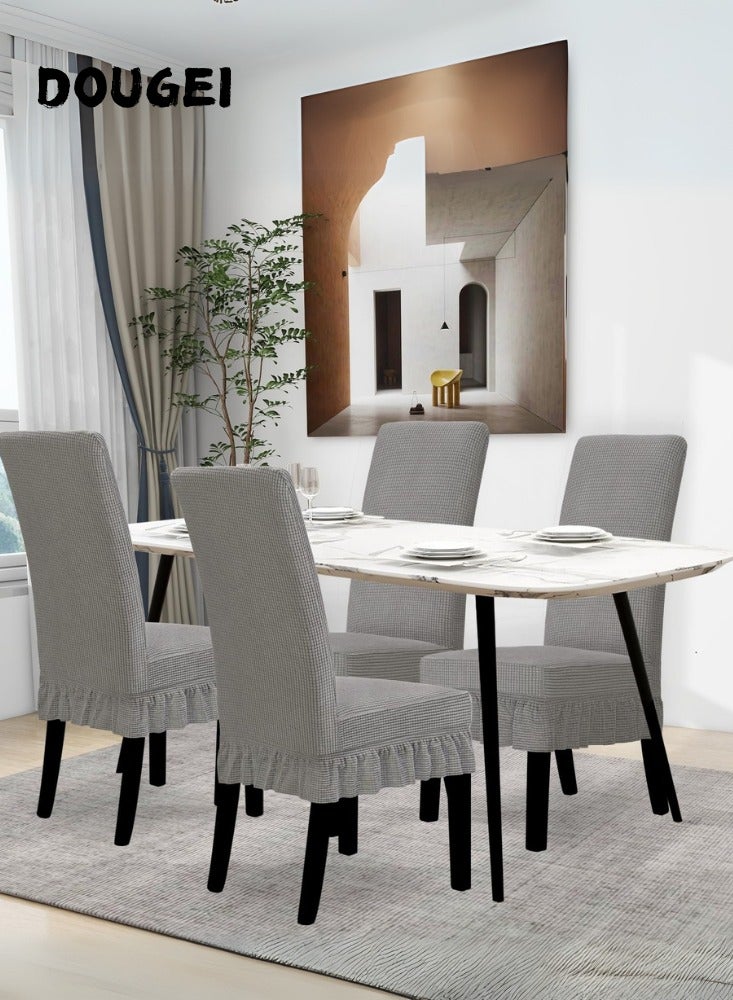 دوغي 4 قطعة سوبر صالح للانفصال قابل للغسل كرسي الطعام قصيرة الأكمام واقية تغطي مقعد ، ومناسبة للفنادق والمطاعم حفل عشاء وليمة عرس - Image 3