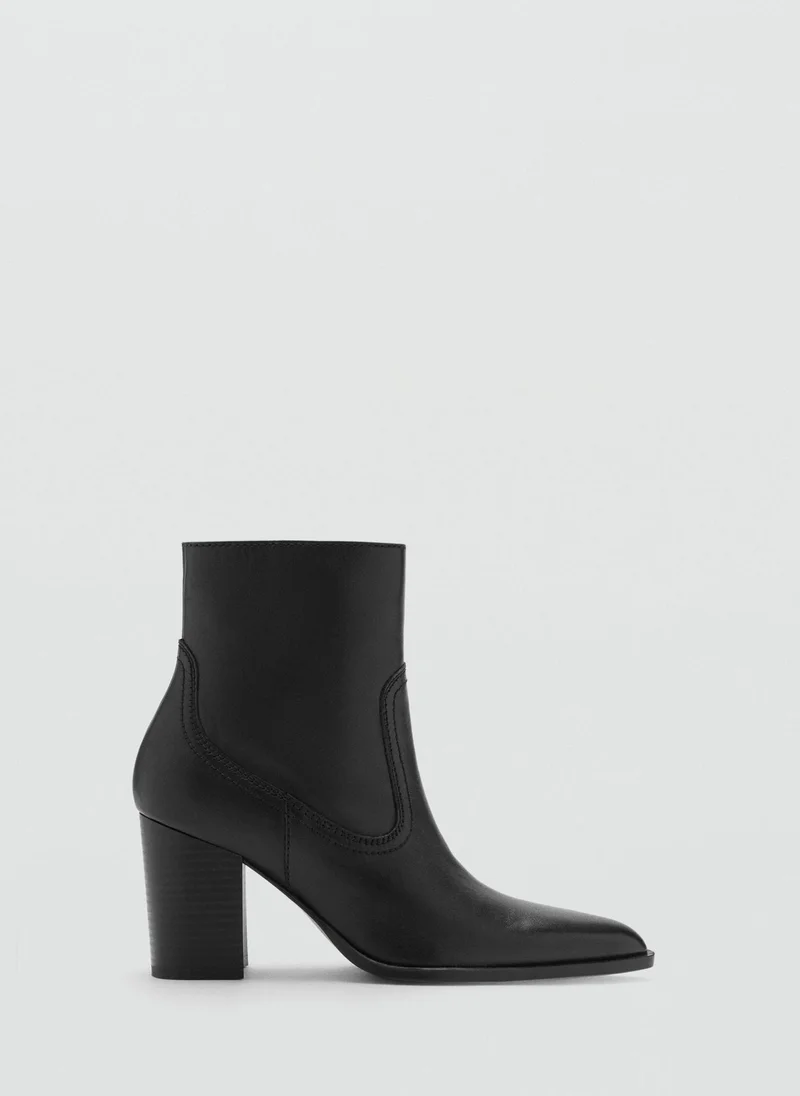 MANGO Zipped Through Pointed Ankle Boot