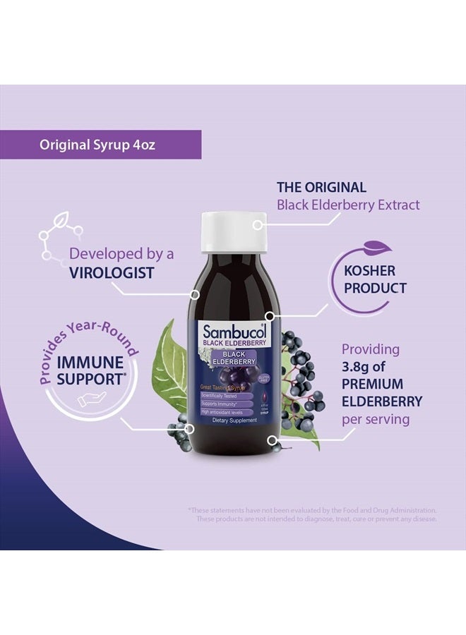Sambucol Black Elderberry Syrup - Sambucus Elderberry Syrup, Black Elderberry Liquid, Immune Support, Elderberry Syrup for Kids and Adults, High Antioxidants, Gluten Free - Original Formula, 4 Fl Oz - Image 3