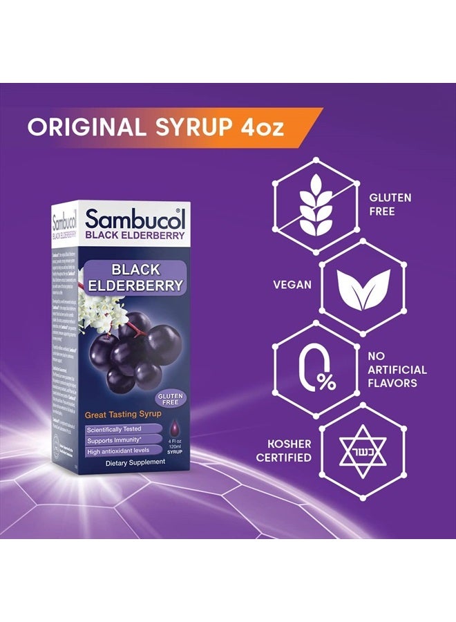 Sambucol Black Elderberry Syrup - Sambucus Elderberry Syrup, Black Elderberry Liquid, Immune Support, Elderberry Syrup for Kids and Adults, High Antioxidants, Gluten Free - Original Formula, 4 Fl Oz - Image 2