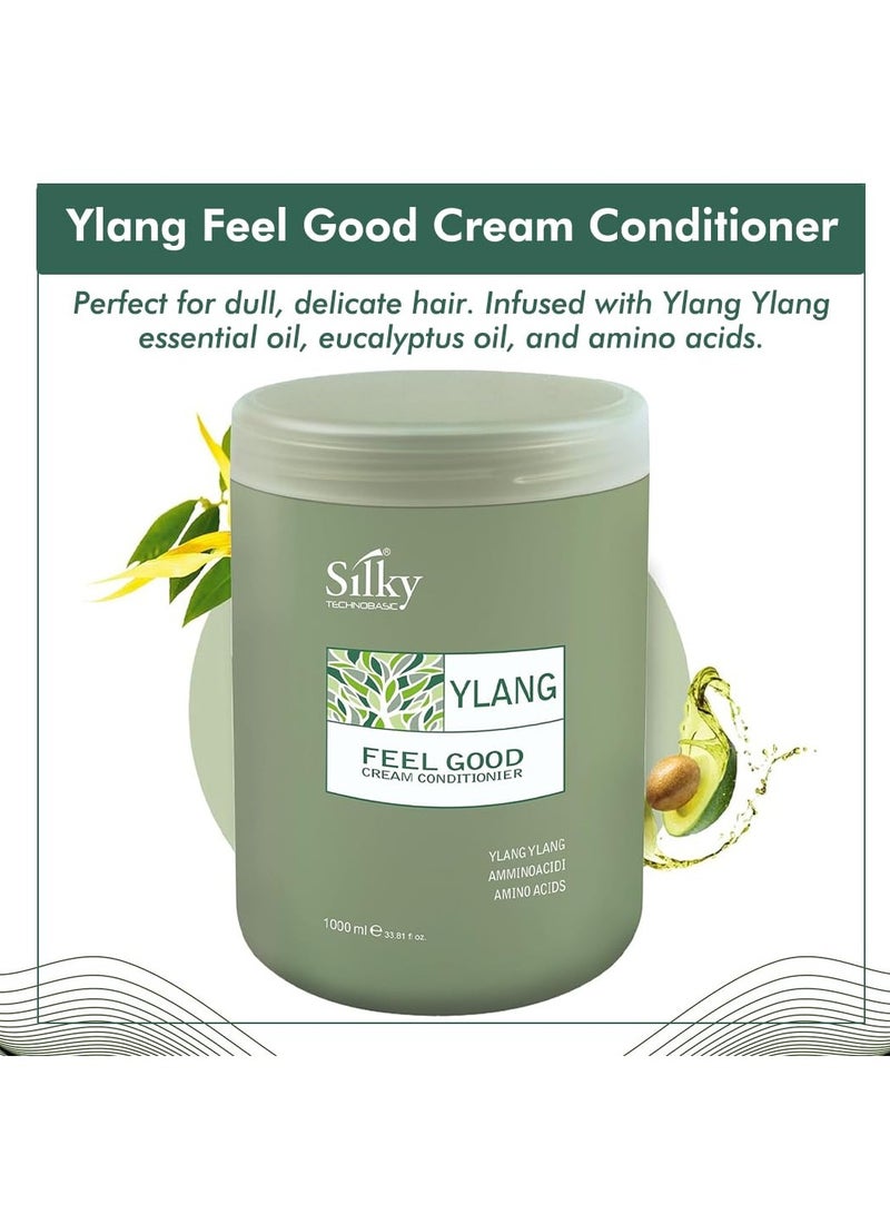 SILKY Ylang Rinse Out Cream Conditioner - Deep Conditioner for Dry Damaged Hair Infused with Essential Oil for Moisture and Health - Sulphate and Paraben Free Conditioner 1000ml - Image 2