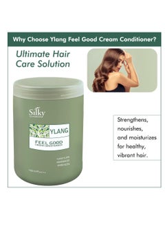 SILKY Ylang Rinse Out Cream Conditioner - Deep Conditioner for Dry Damaged Hair Infused with Essential Oil for Moisture and Health - Sulphate and Paraben Free Conditioner 1000ml  - Image 3