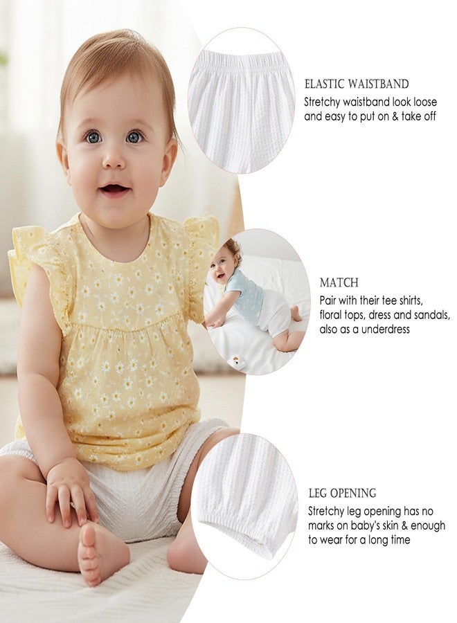 SOBOWO Baby Bloomers Shorts Diaper Covers for Girls Boys Solid Soft Toddler Infant Underwear Casual Shorts(White/Pink, 2-3T) - Image 3
