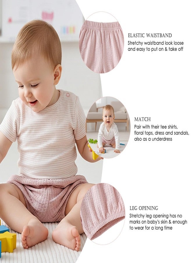 SOBOWO Baby Bloomers Shorts Diaper Covers for Girls Boys Solid Soft Toddler Infant Underwear Casual Shorts(White/Pink, 2-3T) - Image 4