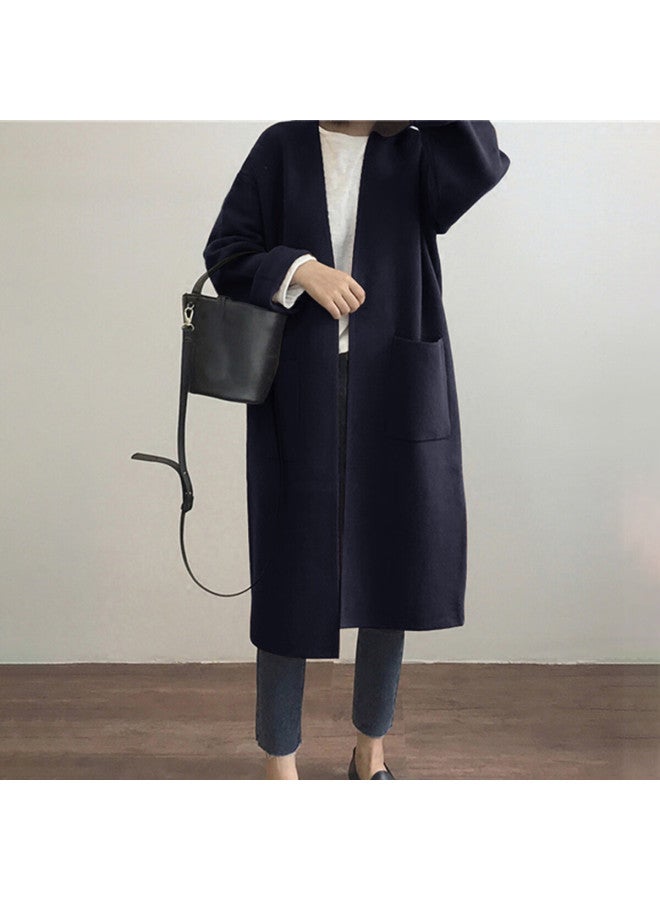Tonlion Autumn Winter Minimalist Artistic Mid-length Women's Cardigan Sweater Coat - Image 1