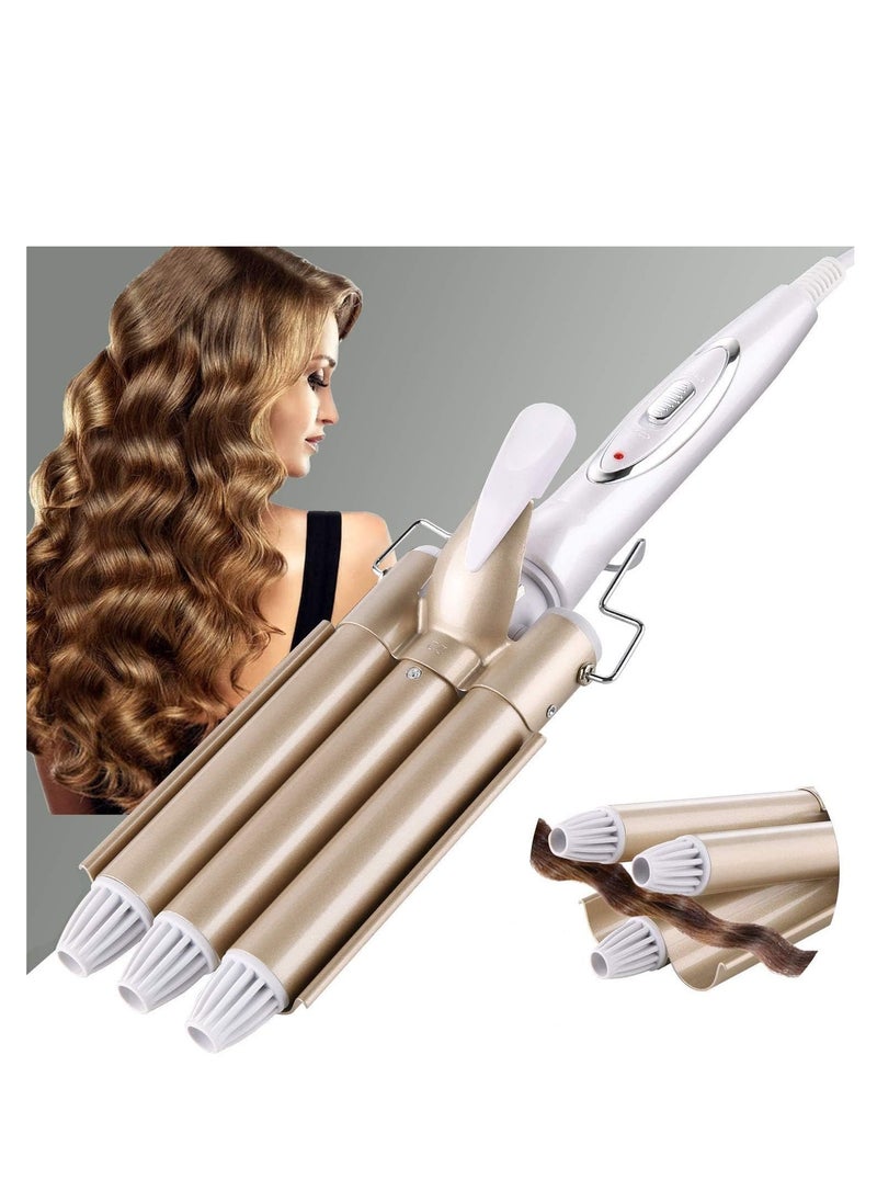 ELTRAZONE 3 Barrel Curling Iron Wand Hair Waver Curler Iron, 1 Inch (25mm) Ceramic Tourmaline Triple Barrels, Crimper Hair Iron Hair Waving Styling Tool for Deep Waves  - Image 1