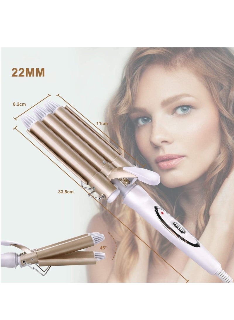 ELTRAZONE 3 Barrel Curling Iron Wand Hair Waver Curler Iron, 1 Inch (25mm) Ceramic Tourmaline Triple Barrels, Crimper Hair Iron Hair Waving Styling Tool for Deep Waves  - Image 3