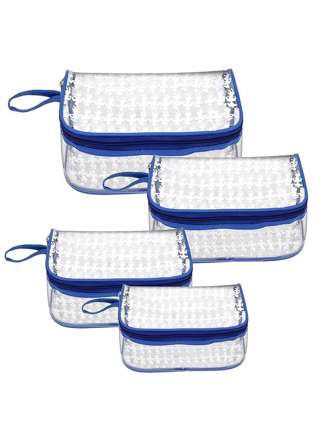 STACKRAID Set of 4 Cosmetic Bag Travelling Bag Toiletry Pouch Design Synthetic Travel Toiletry Organizer, Cosmetic Pouch for Men and Women - (Blue-Color) - Image 5
