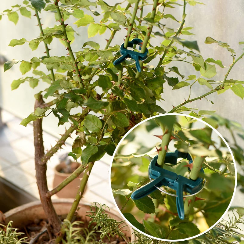PERSZEN Plant Support Clips, 80 PCS Gentle Flower Plant Clamps for Supporting Vine Climbing Plants, Gardening Lever Loop Gripper Clips Help Stems Vines Grow Straight Upright, 2 Sizes in one Pack - Image 5