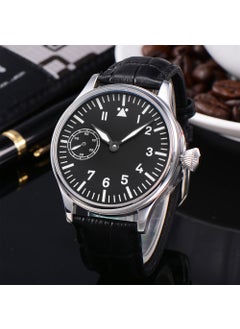 Generic Manual Wind Mechanical Watch Transparent Casual Stainless Steel Luminous Waterproof Mens Leather Steel color 