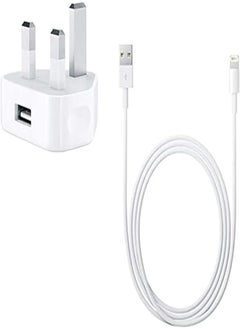Power Adapter Charger with Lightning to USB Cable for iPhone/iPad/iPod (1m, White)