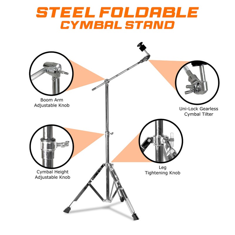 Softline Pro Double-Braced Cymbal Boom Stand Height Adjustment Medium Weight Boom Stand Sturdy 2.41 Kg Double-Braced Convertible Cymbal Stands (SP-CS-L) - Image 3