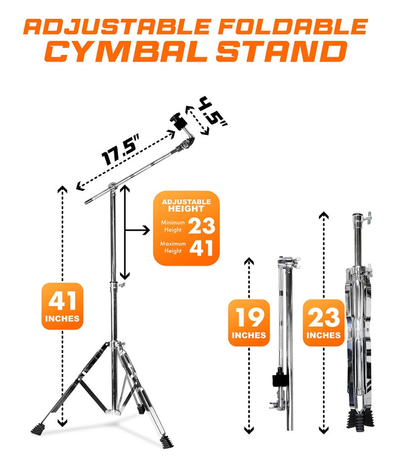 Softline Pro Double-Braced Cymbal Boom Stand Height Adjustment Medium Weight Boom Stand Sturdy 2.41 Kg Double-Braced Convertible Cymbal Stands (SP-CS-L) - Image 2